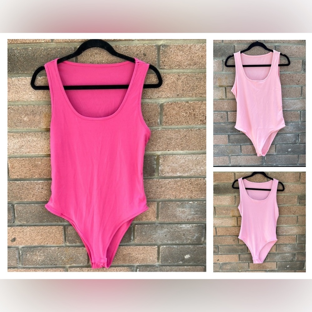 SHEIN Pink Bodysuits Scoop Neck set of 3 NWOT Size XL
